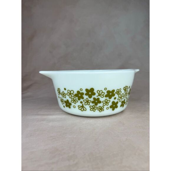 Vintage Pyrex Spring Blossom 474-B Mixing Bowl Green Flowers Pattern - Picture 5 of 8